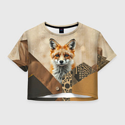Футболка 3D укороченная женская Удивительный рыжий лисёнок, цвет: 3D-принт