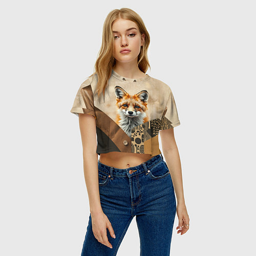 Женский топ Удивительный рыжий лисёнок / 3D-принт – фото 3