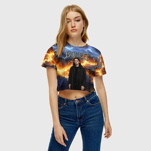 Женский топ Bones на фоне разломных плит / 3D-принт – фото 3