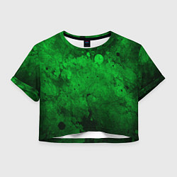 Футболка 3D укороченная женская Абстракция - green acid stains, цвет: 3D-принт