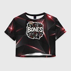 Футболка 3D укороченная женская Bones logo stickers, цвет: 3D-принт