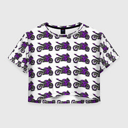 Футболка 3D укороченная женская Motorcycle purple, цвет: 3D-принт