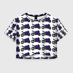 Футболка 3D укороченная женская Motorcycle purple gloss, цвет: 3D-принт