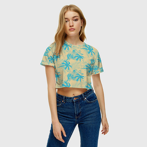 Женский топ Palm light blue beige / 3D-принт – фото 3
