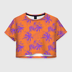 Футболка 3D укороченная женская Palm orange, цвет: 3D-принт