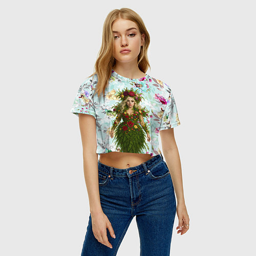 Женский топ Леди Гага в платье из листьев и цветов / 3D-принт – фото 3