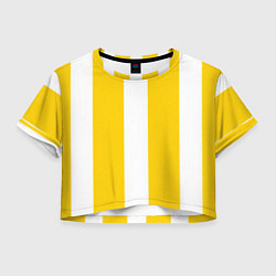 Футболка 3D укороченная женская Color yellow white line, цвет: 3D-принт