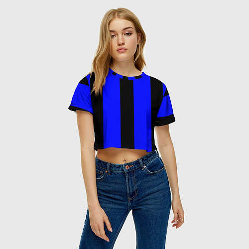 Женский топ Color blue black stripes / 3D-принт – фото 3