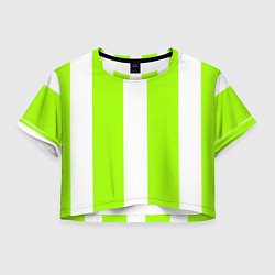 Футболка 3D укороченная женская Color light green white stripes, цвет: 3D-принт