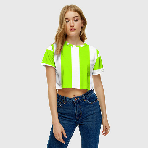 Женский топ Color light green white stripes / 3D-принт – фото 3