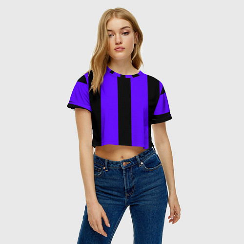 Женский топ Color purple black stripes / 3D-принт – фото 3