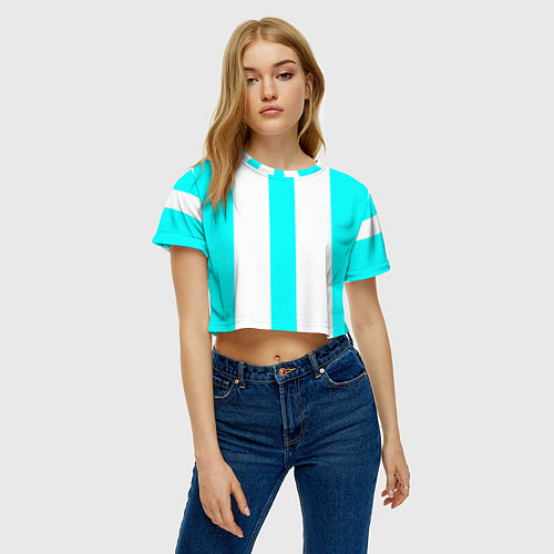 Женский топ Color light blue white lines / 3D-принт – фото 3