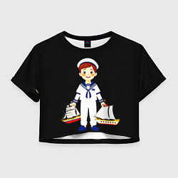 Футболка 3D укороченная женская Маленький морячок, цвет: 3D-принт