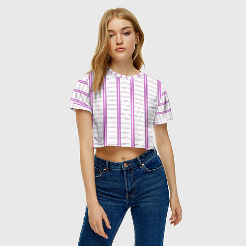 Женский топ Color white cage pink line / 3D-принт – фото 3