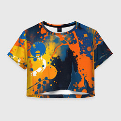 Футболка 3D укороченная женская Краска на стене, цвет: 3D-принт