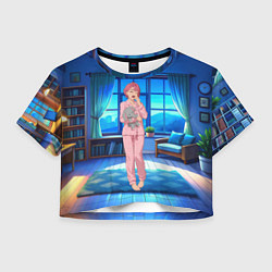 Футболка 3D укороченная женская Сиратори Айра хочет спать, цвет: 3D-принт