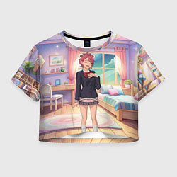 Футболка 3D укороченная женская Дандадан Сиратори Айра смущается, цвет: 3D-принт