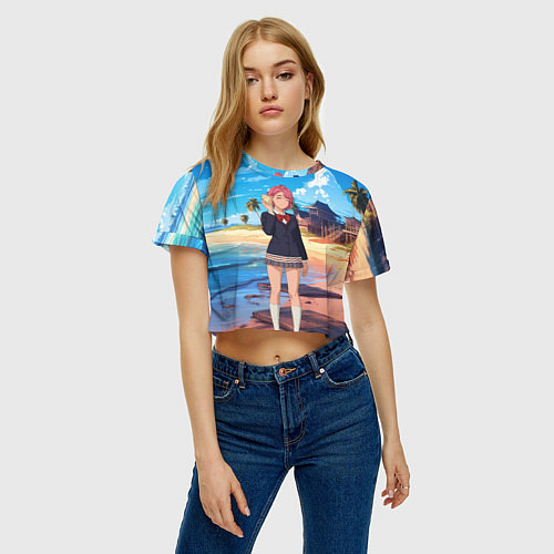 Женский топ Дандадан Сиратори Айра с ракушкой в руках / 3D-принт – фото 3