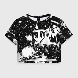 Футболка 3D укороченная женская Doom белые краски, цвет: 3D-принт