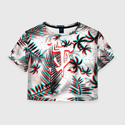 Футболка 3D укороченная женская Doom тропики глитч, цвет: 3D-принт