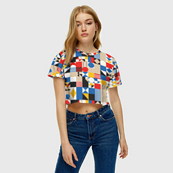 Футболка 3D укороченная женская Геометрический балаган, цвет: 3D-принт — фото 2