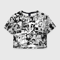 Футболка 3D укороченная женская Doom anime black, цвет: 3D-принт