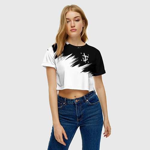 Женский топ Doom краски черно белый / 3D-принт – фото 3