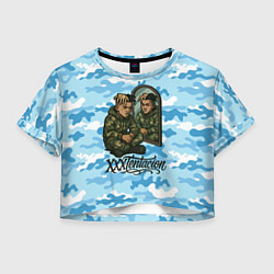 Футболка 3D укороченная женская XXXTentacion сидит рядом с зеркалом, цвет: 3D-принт