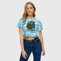 Футболка 3D укороченная женская XXXTentacion сидит рядом с зеркалом, цвет: 3D-принт — фото 2