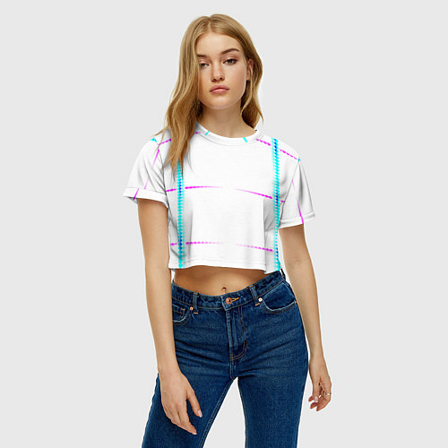 Женский топ Color white blue pink stripes / 3D-принт – фото 3