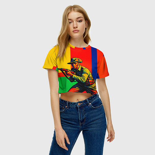 Женский топ Австралийский ретро солдат поп-арт / 3D-принт – фото 3