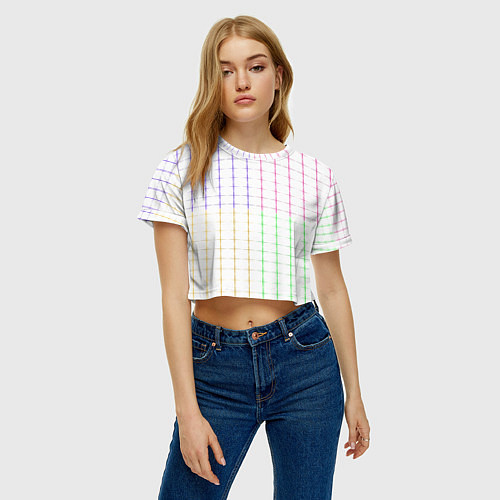 Женский топ Color white multicolored stripes / 3D-принт – фото 3