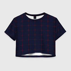 Футболка 3D укороченная женская Color dark blue red crosses, цвет: 3D-принт