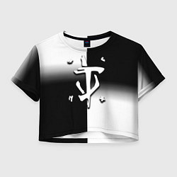 Футболка 3D укороченная женская Doom black geometry, цвет: 3D-принт