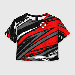 Футболка 3D укороченная женская Umbrella - red lines, цвет: 3D-принт