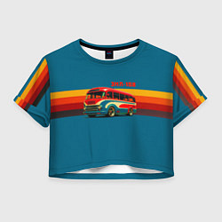 Футболка 3D укороченная женская Ретро автобус ЗИЛ 156 поп-арт, цвет: 3D-принт