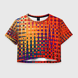 Футболка 3D укороченная женская Красно-жёлтый абстракция, цвет: 3D-принт