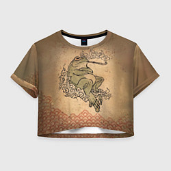 Футболка 3D укороченная женская Лягушка с трубкой, цвет: 3D-принт
