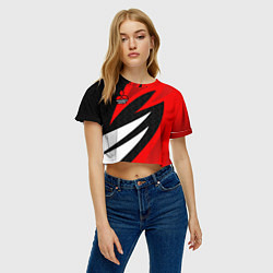 Футболка 3D укороченная женская Митсубиси - красный спорт, цвет: 3D-принт — фото 2
