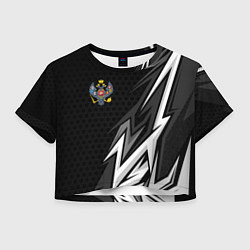 Футболка 3D укороченная женская Российская империя - спортивный, цвет: 3D-принт