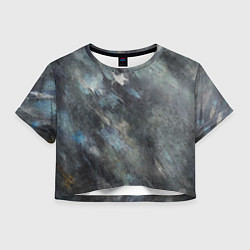 Футболка 3D укороченная женская Абстракция - dark oil painting, цвет: 3D-принт