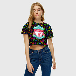 Футболка 3D укороченная женская Liverpool pattern neon, цвет: 3D-принт — фото 2
