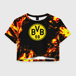 Футболка 3D укороченная женская Borussia огненные краски, цвет: 3D-принт