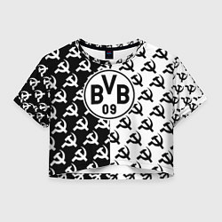 Футболка 3D укороченная женская Borussia паттерн ссср, цвет: 3D-принт