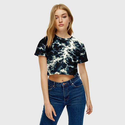 Женский топ Чёрно-синий разряд абстракция / 3D-принт – фото 3