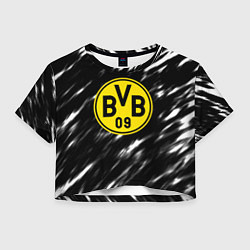 Футболка 3D укороченная женская Borussia штрихи красок текстура, цвет: 3D-принт