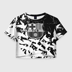 Футболка 3D укороченная женская Barcelona черно белые птицы, цвет: 3D-принт