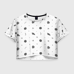 Футболка 3D укороченная женская Шишки из Бузулукского бора, цвет: 3D-принт