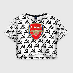 Футболка 3D укороченная женская Arsenal ссср паттерн, цвет: 3D-принт