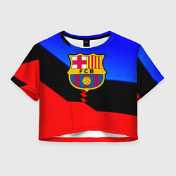 Футболка 3D укороченная женская Barcelona спортивная геометрия, цвет: 3D-принт